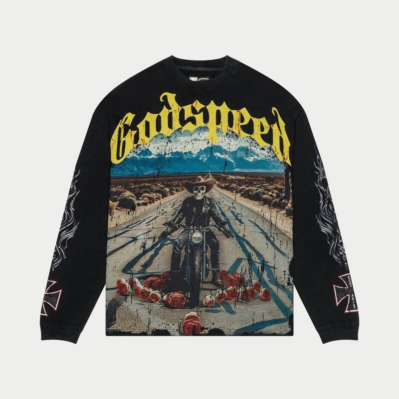 Godspeed Long Lonely Road LS T-shirt (Black Wash)