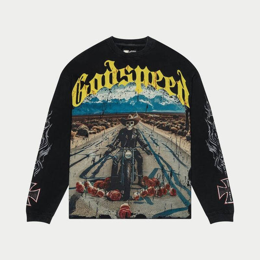 Godspeed Long Lonely Road LS T-shirt (Black Wash)