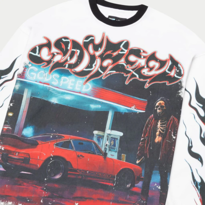 Godspeed PitStop LS T-shirt (White/Black) 1